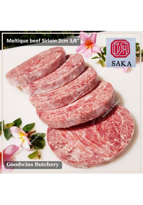 Beef Sirloin AUSTRALIA MELTIQUE wagyu alike (Striploin / New York Strip / Has Luar) frozen SAKA STEAK 2cm 3/4" (price/pc 300g)